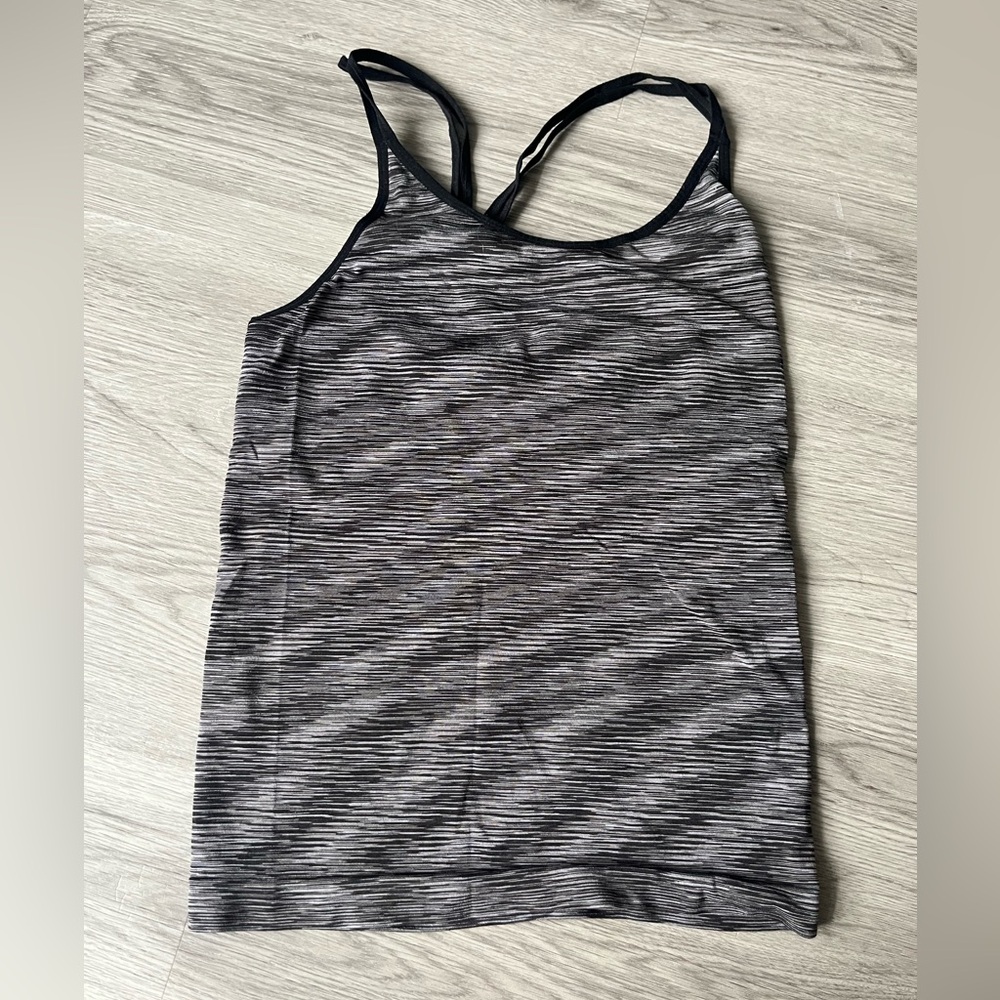 Women's Black and Gray Striped Tank Top